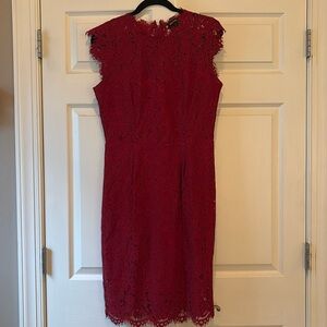 Beautiful, rich red, cut out, print, very feminine dress by Miusol